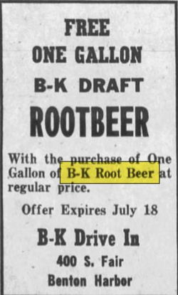 B-K Root Beer - Jul 1957 Ad (newer photo)